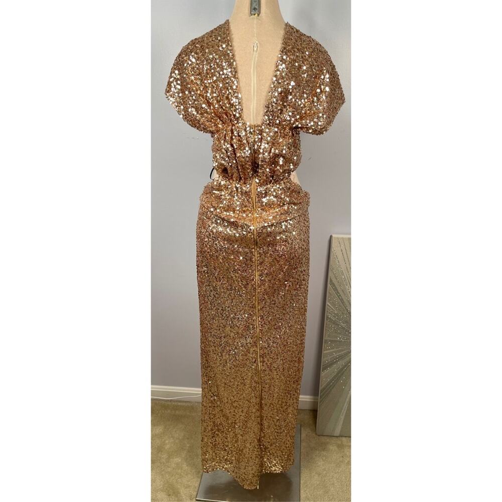 NWT Bronx and Banco SOL Elegant Gold Sequin Evening Gown - Picture 9 of 15